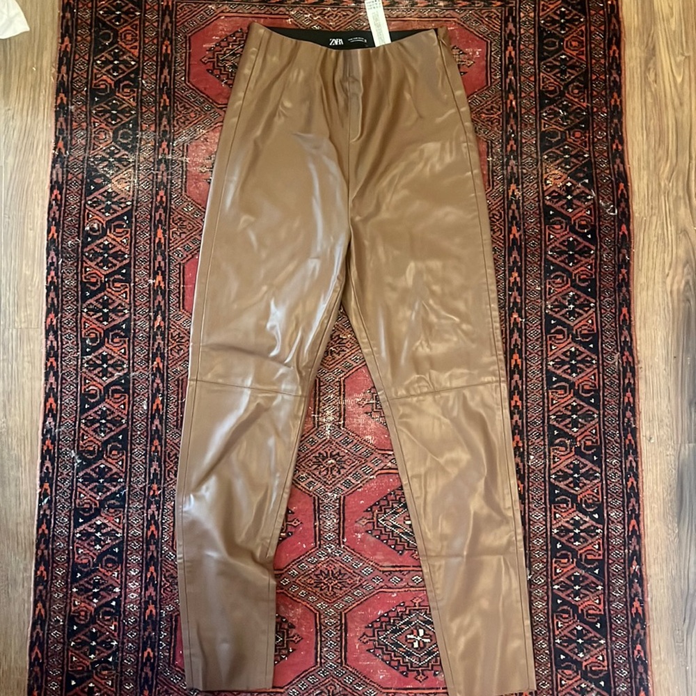 Zara Brown Faux Leather Leggings